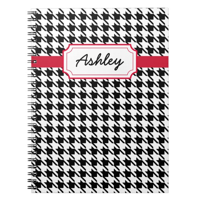 Personalized Houndstooth Journal School Notebook (Front)