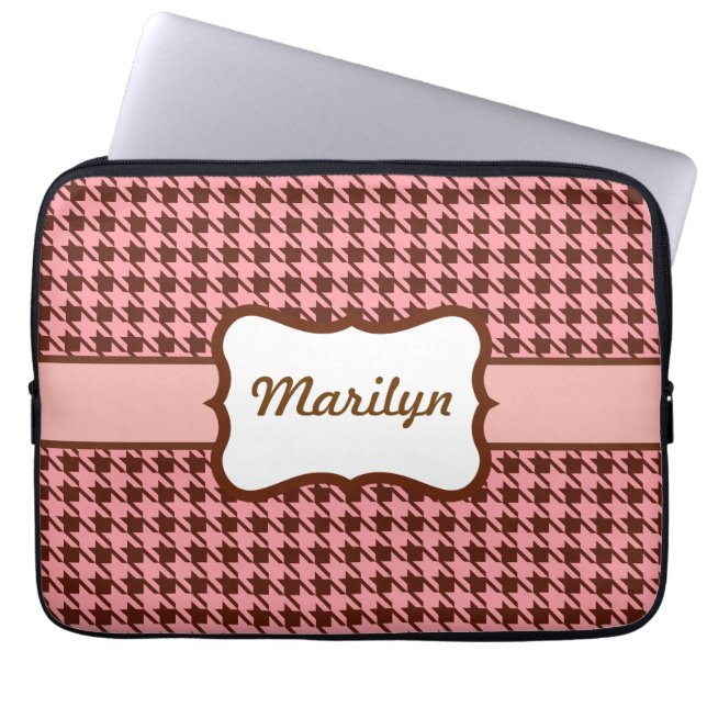 Personalized Houndstooth Laptop Bag (Front)