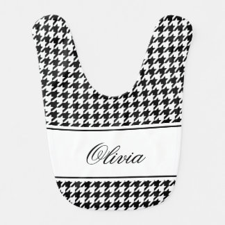 Personalized houndstooth pattern baby bib for girl