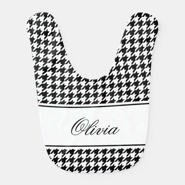 Personalized houndstooth pattern baby bib for girl Zazzle