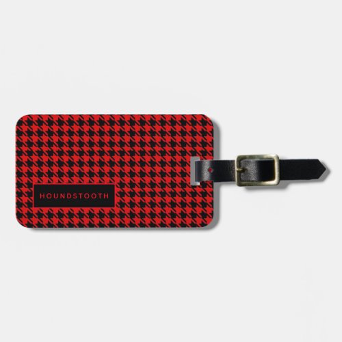 Personalized Houndstooth Red Black Him Luggage Tag