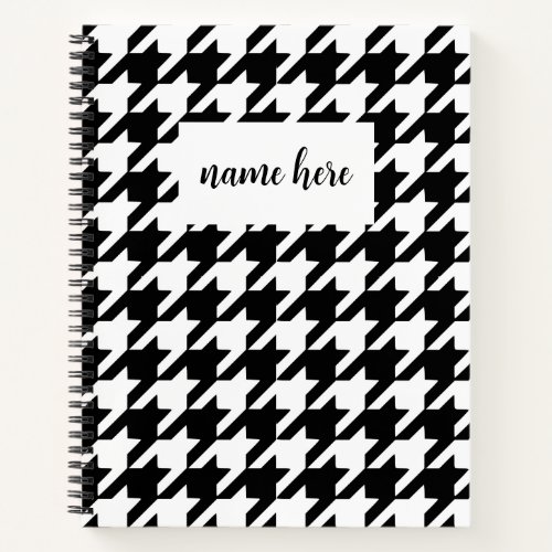 Personalized Houndstooth Wide Ruled Notebook