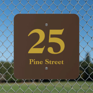 Personalized House Address Brown Retro Modern  Metal Sign