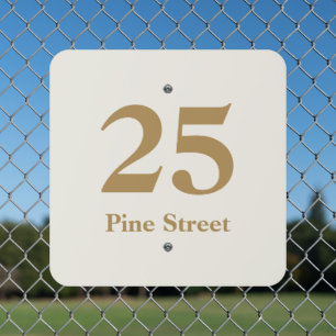 Personalized House Address Chic Minimalist Cream Metal Sign