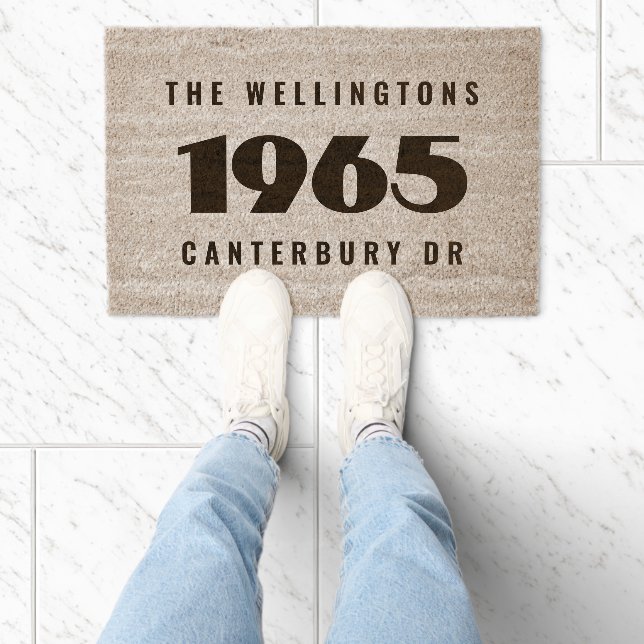 Personalized House Number Family Name Street Fiber Doormat (Insitu)