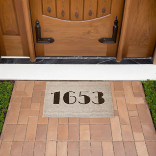Personalized House Number Modern Typography Fiber Doormat