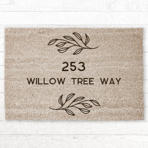 Personalized House Number Street Name Botanical Fiber Doormat
