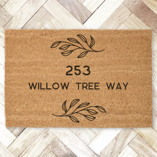 Personalized House Number Street Name Botanical Fiber Doormat