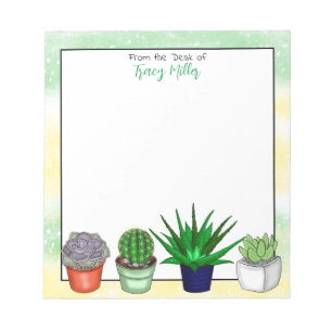 Personalized House Plant Green and Yellow Notepad