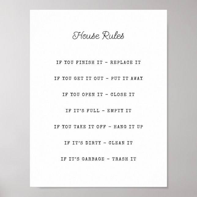 Personalized House Rules  Poster (Front)