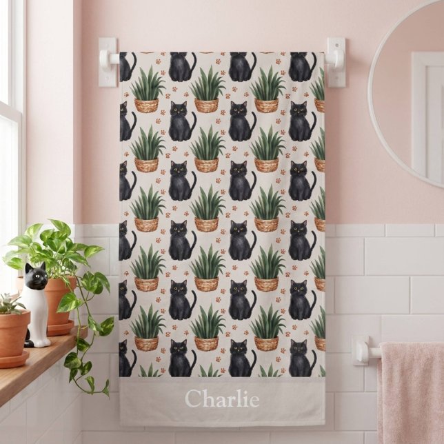 Personalized Houseplants and Cat Beach Towel (Creator Uploaded)