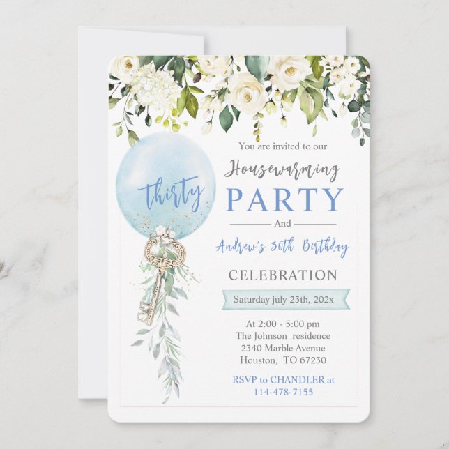 Personalized Housewarming and Birthday Invitation (Front)