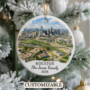 Personalized Houston Ornament, Custom Texas Ceramic Ornament