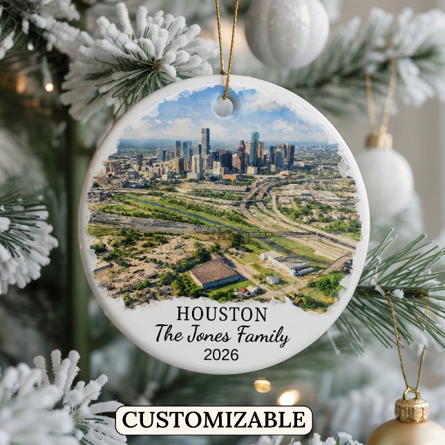 Personalized Houston Ornament, Custom Texas Ceramic Ornament (Creator Uploaded)