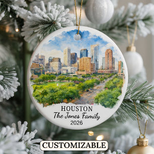 Personalized Houston Ornament, Custom Texas Ceramic Ornament