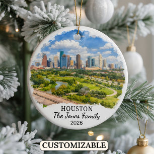 Personalized Houston Ornament, Custom Texas Ceramic Ornament