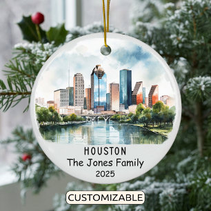 Personalized Houston Ornament, Texas Ceramic Ornament
