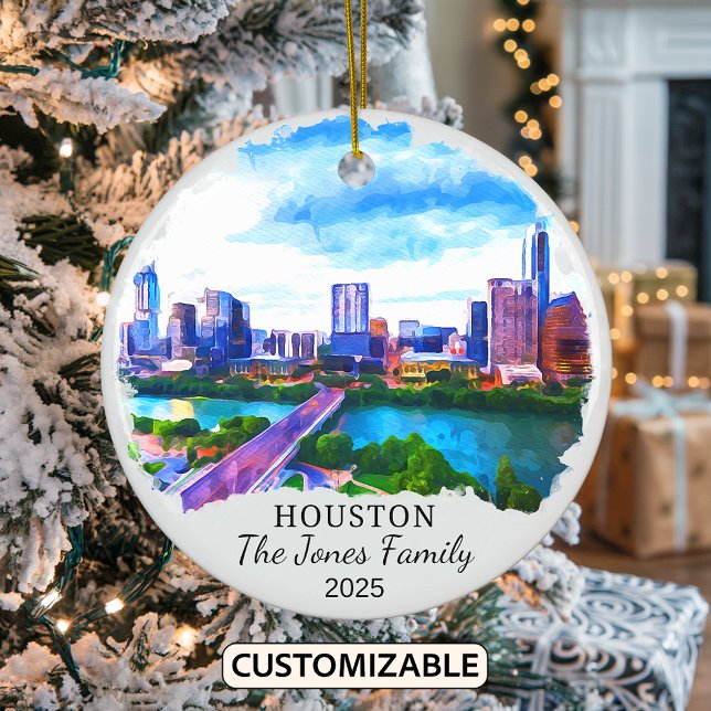 Personalized Houston Ornament, Texas State Ceramic Ornament (Creator Uploaded)