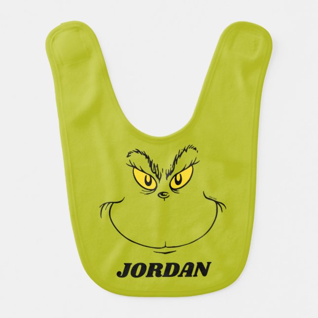 Personalized How Grinch Stole Christmas Face Baby Bib (Front)