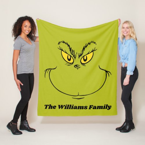 Personalized How Grinch Stole Christmas Face Fleece Blanket
