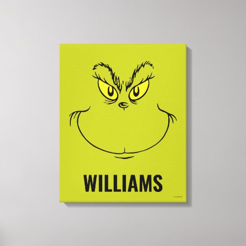 Personalized How the Grinch Stole Christmas Face Canvas Print