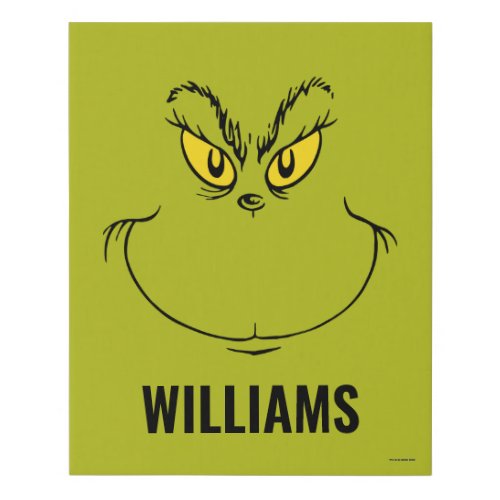 Personalized How the Grinch Stole Christmas Face Faux Canvas Print