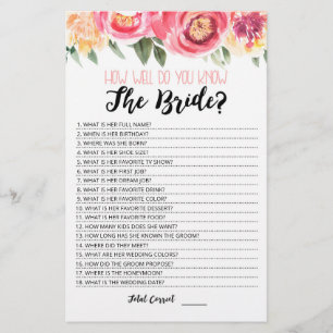 Personalized How well do you know the Bride game