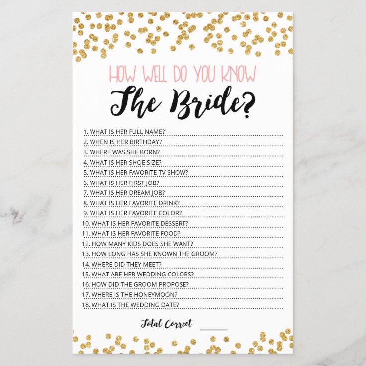 Personalized How well do you know the Bride game | Zazzle