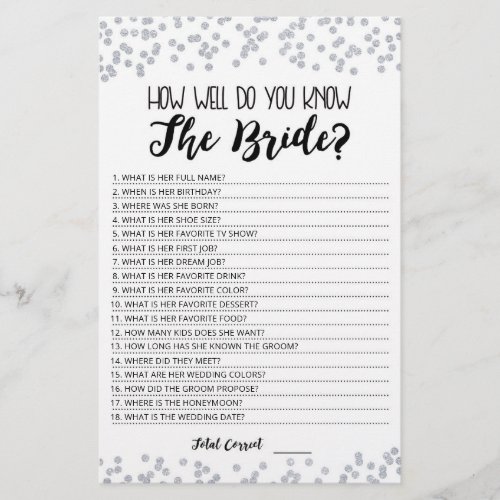 Personalized How well do you know the Bride game