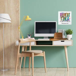 Personalized Howdy Y'all Girls Western  Square Wall Clock