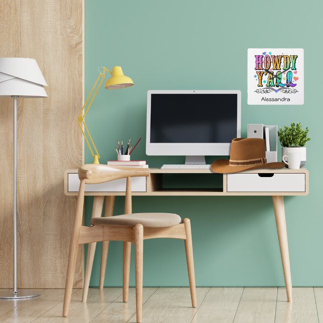 Personalized Howdy Y'all Girls Western  Square Wall Clock (Creator Uploaded)