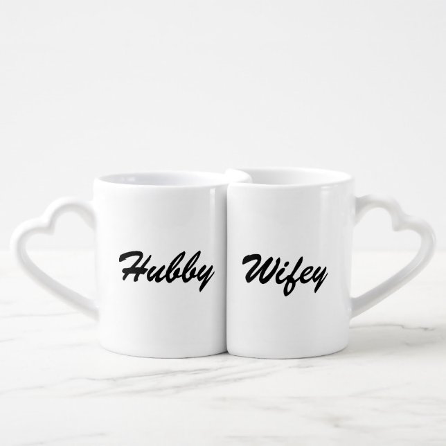 Personalized Hubby/Wifey Couple's Mug Set (Front Nesting)