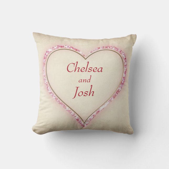 Personalized Huge Heart Love Throw Pillow (Front)