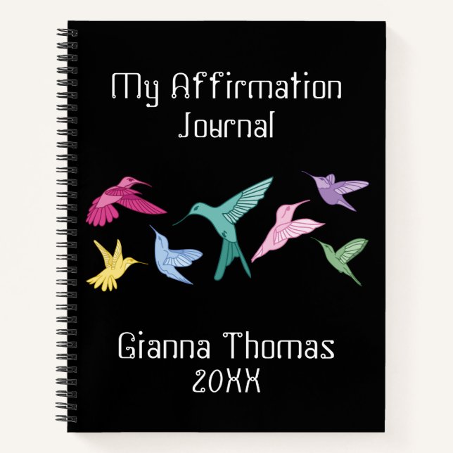 Personalized Hummingbird Affirmation Journal (Front)