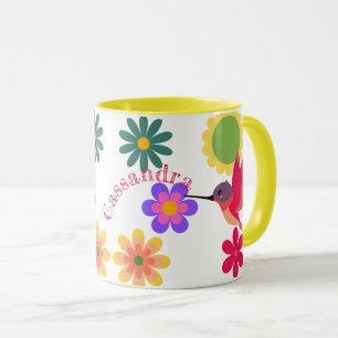 Personalized Hummingbird and Flowers Mug