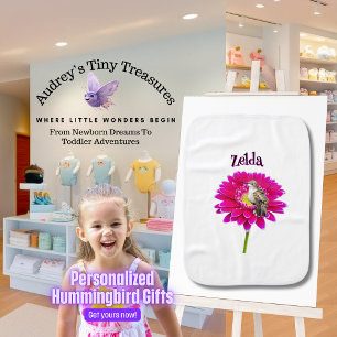 Personalized Hummingbird Baby Burp Cloth