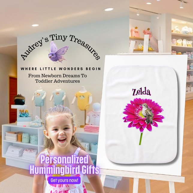 Personalized Hummingbird Baby Burp Cloth (Creator Uploaded)