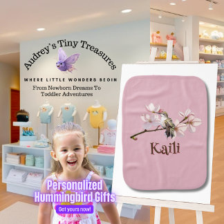 Personalized Hummingbird Baby Burp Cloth