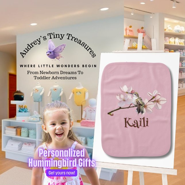Personalized Hummingbird Baby Burp Cloth (Creator Uploaded)
