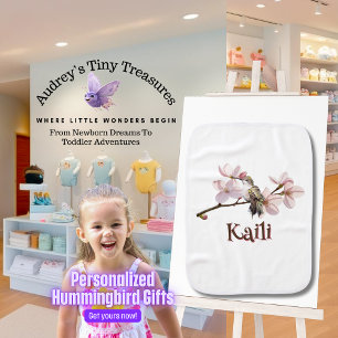 Personalized Hummingbird Baby Burp Cloth