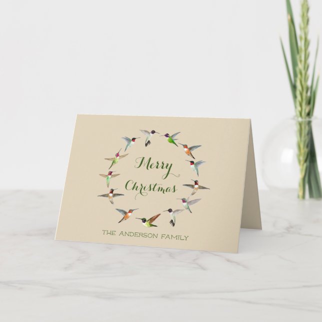 Personalized Hummingbird Christmas Card (Front)