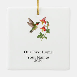 Personalized Hummingbird First Home Ceramic Ornament