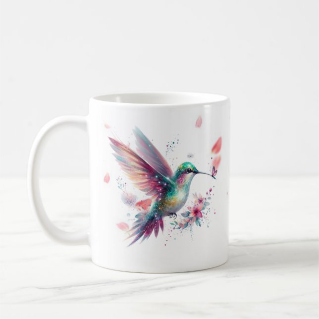 Personalized Hummingbird Floral Serving Mug (Left)