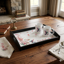 Personalized Hummingbird Floral Servinserving tray