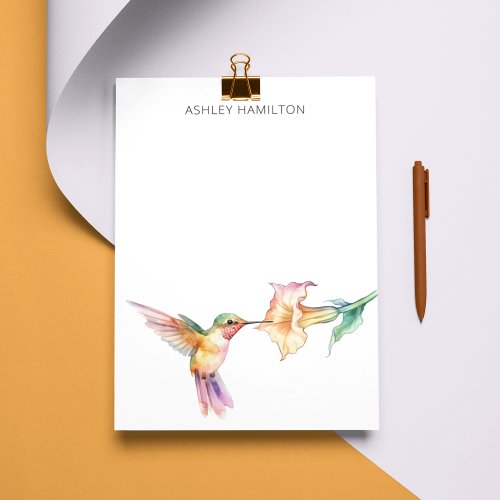 Personalized Hummingbird Flower Note Card