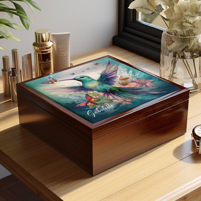 Personalized Hummingbird Jewelry Keepsake Box (Creator Uploaded)