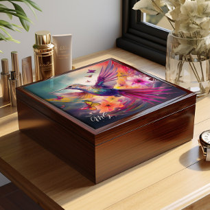 Personalized Hummingbird Jewelry Keepsake Box