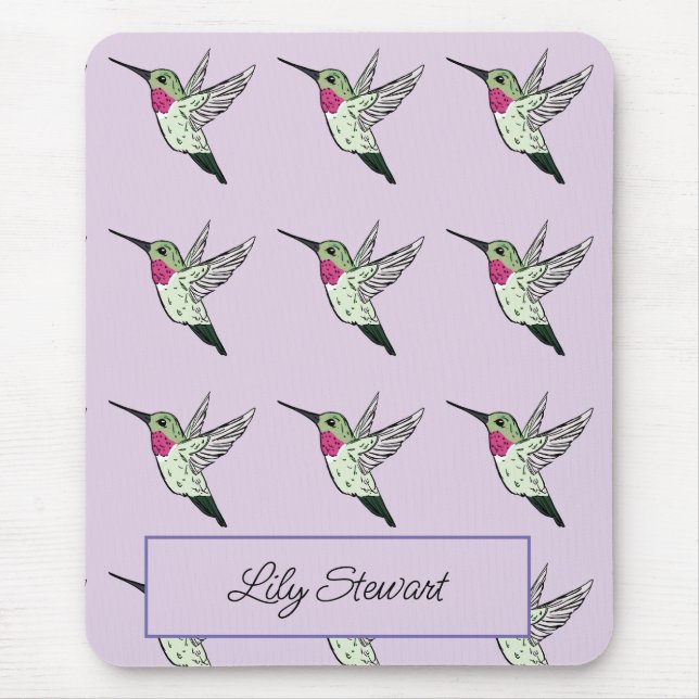 Personalized Hummingbird Lavender Mousepad (Front)