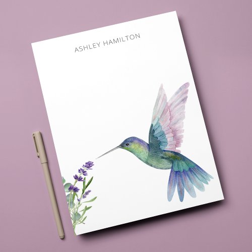 Personalized Hummingbird Lavender Note Card