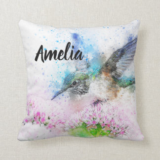 Personalized Hummingbird Throw Pillow